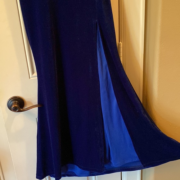 Lulus Enchanting Touch Royal Blue Velvet Halter Mermaid Maxi Dress sz XS - Picture 5 of 10